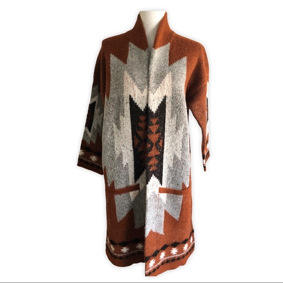 Western Aztec Print Cardigan Sweater Coat - Picture 4 of 9